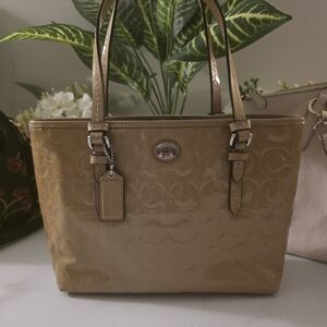 Coach Glossy Tan Tote Bag